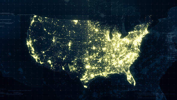 USA Map Night Lighting Rollback HD Motion Graphics VideoHive   USA 01 590x332 